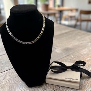 'MAYAMAR' 14K GOLD AND SILVER PLATED PAPERCLIP CHAINLINK NECKLACE